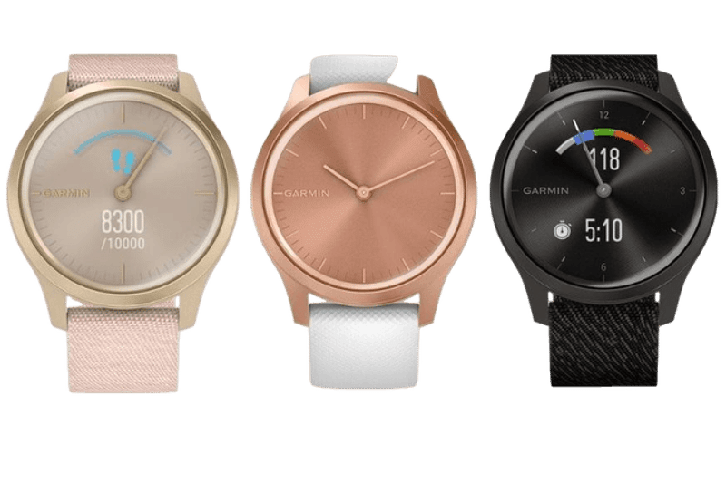 Different functions shown on the Garmin vivomove style.